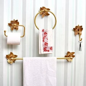 Elegant Gold Coated Metal <b>Towel</b> Stand with Stylish Design Wall Mounted for Bathroom and Vanity Features Built-in Heater - Product Image 5