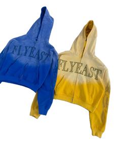 Fabricant de vêtements sur mesure en gros – Sweat à capuche zippé en polaire hiver, effet vieilli, avec patch appliqué, délavé à l'acide, 100 % coton, grandes tailles - Product Image 3