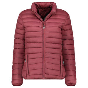 Chaquetas Acolchadas para Mujer, Diseño Nuevo, Color Granate Sólido, 100% Poliéster, Cálidas para Invierno, con Cierre y Logotipo Bordado - Product Image 2