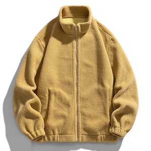 Nouveau design de veste en polaire Sherpa pour hommes, couleur unie, manches longues, matériau chaud, streetwear classique, vestes d'hiver à col montant pour hommes - Product Image 1