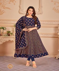 Look riche HeavyGeorgette broderie Anarkali robe ensemble bas Dupatta Festival porter meilleur prix ethnique Viscose vêtement Alphanumero - Product Image 6