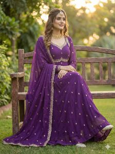 ชุดเดรสผ้าทอ Fox Georgette สไตล์โรแมนติก แขนยาว ปักลายชอลี คุณภาพดีเยี่ยม ตกแต่งด้วยงานยืดหยุ่น - Product Image 4