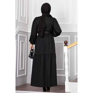 Beliz <b>Belted</b> Hijab Dress Black - Product Image 5