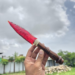 Đẹp Cao Cấp Xách Tay Tay Chạm Khắc 10 Inch Màu Đỏ Obsidian Đá Quý Đầu Mũi Tên Dao Với Xử Lý Nghi Lễ Athame Linh Vật - Product Image 2