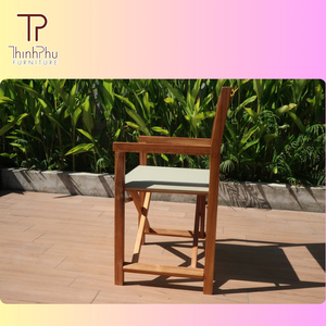 Chaise de directeur en bois d'acacia de conception contemporaine pour l'utilisation de ferme de villa d'hôtel de salon de parc de jardin de cour-usine du Vietnam - Product Image 3