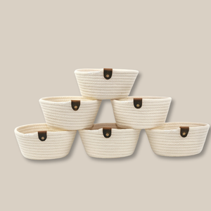 Panier en corde blanche Monli, élément décoratif élégant pour le salon - Product Image 2