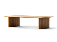 Table basse artisanale en teck massif, écologique et durable, avec pieds carrés audacieux, design moderne pour salon, meubles pour un séjour confortable