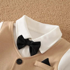 Combinaison pour bébé 100% coton, formelle et décontractée, pour mariage, motif uni avec logo personnalisé - Product Image 6
