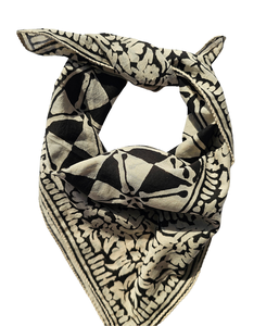 Unique Handcrafted 53x53cm Square Organic Cotton <b>Scarf</b> Bandana with Block Print Design for Women Hair Wrap <b>Neck</b> Accessory - Product Image 2