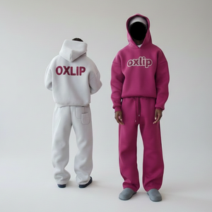 Conjunto Deportivo Unisex de Invierno, Tejido 100% Algodón, Sudadera Holgada con Capucha y Pantalones Deportivos, Tela de Rizo, Liso, Venta al Por Mayor - Product Image 1