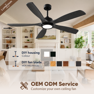 60 Inch Ceiling Fan with <b>Light</b> and <b>Remote</b>, Black Solid Wood Blades Dimmable Reversible DC Motor Ceiling Fan with APP <b>Control</b> - Product Image 3