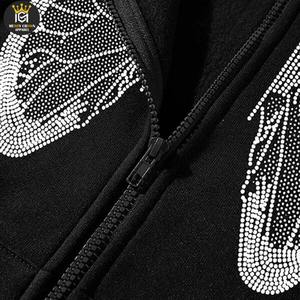 Sudadera con capucha de mariposa de invierno con forro térmico superventas con detalle de diamantes de imitación recién llegado sudaderas con capucha para hombre con diseño de cordón y cremallera - Product Image 5