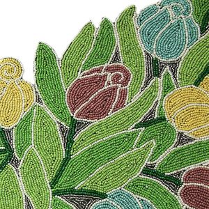 Handmade Luxury Floral Embroidered Christmas Dining <b>Table</b> <b>Runner</b> Beaded Placemat With Leaf Design for Wedding or Home Use - Product Image 4