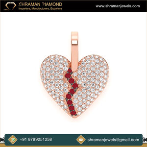 Pendentif Coeur Brisé en Diamant de Laboratoire 0.5TCW Or Massif 10K 14K 18K VVS DEF Glacé Personnalisé Unisexe Hip Hop Bijoux Cadeau - Product Image 2