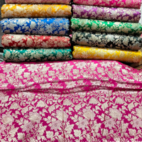 Tissu brocart jacquard tissé 150D de haute qualité, imprimé motif floral organique, design chinois, en soie/coton, kits de pré-découpes pour robes de filles et de garçons