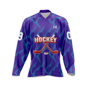 Vêtements de hockey sur glace personnalisés OEM d'usine, impression par sublimation, uniformes pour adultes, maillot de hockey sur glace de terrain - Product Image 2