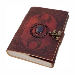 Cuaderno de diario de cuero Vintage con piedra Lapiz azul de tres lapices, diseño celta, borde de cubierta, cuaderno de papel vintage, cuadernos de bocetos diarios - Product Image 2