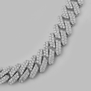 Collar de cadena cubana Chapado en plata de ley 925 personalizado, moissanita de diamante Hip Hop de acero inoxidable para compromiso - Product Image 3