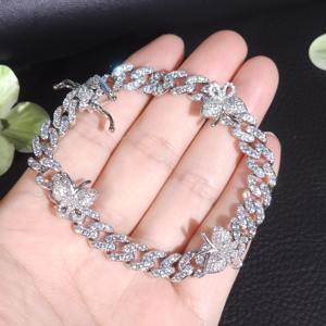 Colorless Moissanite 9mm Iced Out Hip Hop Miami <b>Butterfly</b> Cuban Link <b>Bracelet</b> In 925 Silver Luxury Bling Jewelry Wholesale Price - Product Image 1