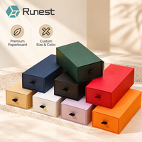 Boîte cadeau magnétique à tiroir coulissant rigide personnalisée avec logo pour bougies et verres - Emballage de détail écologique avec ruban