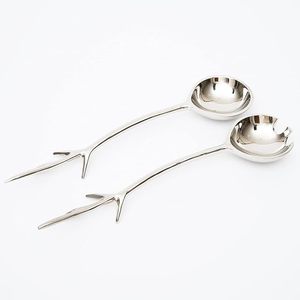 Hot Selling Best Quality Silver Metal Salad <b>Server</b> with Decorative Handle in Wholesale Price From India - Product Image 3