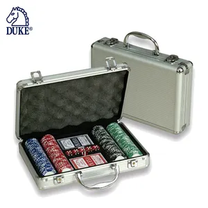 Playing Cards, Dice & 200 Chips Poker & Dice Set in Aluminum Case with Handle