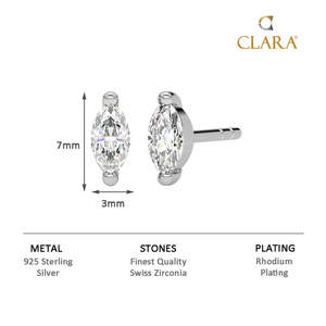 NOVAMART Fine Premium 925 <b>Sterling</b> <b>Silver</b> <b>Stud</b> Earrings for Women Girls Water Drop Shape Gold Bezel Setting Featuring Marquise P - Product Image 6