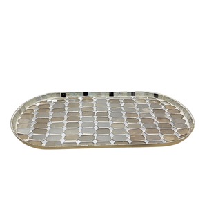 ถาดเสิร์ฟเหล็กและโมเสกถาดใส่ของสีทองแดงและทองเหลืองสำหรับตกแต่งบนโต๊ะในบ้านและร้านอาหาร - Product Image 1