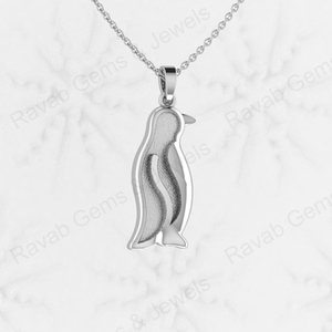 Pendentif petit bébé pingouin en argent Sterling 925 bon pour les cendres résine travail souvenir semi-monté composants de résultats de bijoux vierges - Product Image 6