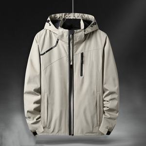 Chaqueta cortavientos impermeable ligera de nailon para hombre personalizada al por mayor, ropa de calle con cuello levantado - Product Image 4