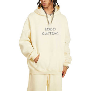 Nouveau produit américain décontracté goutte épaule lâche hommes sweats à capuche mode de rue basique à capuche Plus polaire hommes sweats à capuche - Product Image 5