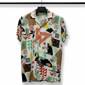 Camisa de Manga Corta con Estampado Floral para Hombre, Cuello Camisero, Ligera, Transpirable, Informal, para Vacaciones de Verano - Product Image 1