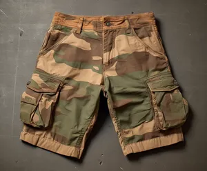 Custom Made Mens Summer Knee Pocket Casual Cotton Elastic Waist Bermudas Casual Camo Cargo Shorts
