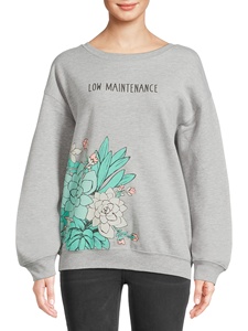 Sweat-shirt décontracté à col rond en molleton 100% coton imprimé pour femmes, hiver - Product Image 2