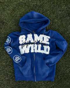 Vente en gros 2026 Survêtement en molleton évasé de qualité supérieure multicolore à la mode avec fermeture éclair, patchs déchirés, lavage à l'acide, broderie pour hommes - Product Image 3