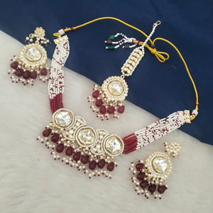 Joyería de moda nupcial elegante perla multicolor Kundan blanca de calidad superior del fabricante indio chapada en oro para niñas - Product Image 1