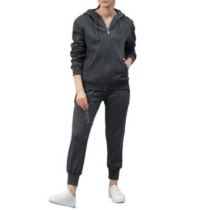 Ensemble de survêtement d'hiver pour femmes de qualité supérieure, style streetwear, sweat-shirt et pantalon de survêtement, tenue deux pièces, logo personnalisé imprimé, 100% coton - Product Image 1