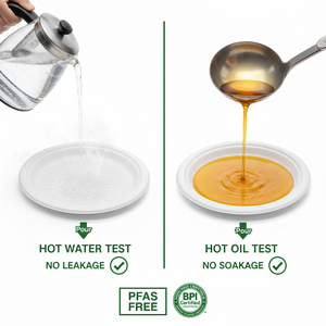 Assiette jetable en bagasse de canne à sucre de 9 pouces, 3 compartiments, ronde, écologique, biodégradable, compatible micro-ondes, avec plateau - Product Image 5