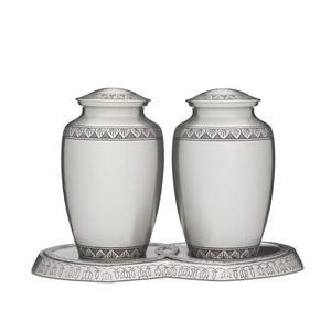 Modern Luxury <b>Large</b> Metal Cremation <b>Urn</b> Set 2 Pieces Adult Ashes Handmade Customized Capacity Tabletop Vase Contemporary Funeral - Product Image 1