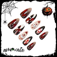 HYC-DZ-509 Faux Ongles à Presser Amande Clown de Cirque Halloween Réutilisables Couverture Complète Luxe Amovibles 24 Pièces