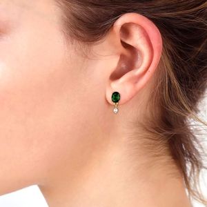 14k plaqué or indien traditionnel forme ovale cristal perle zircone CZ goutte boucle d'oreille bijoux percés pour la fête - Product Image 2