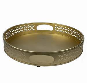 Plateau rond en métal en laiton écologique pour la décoration intérieure moderne pour le service et l'affichage - Product Image 1