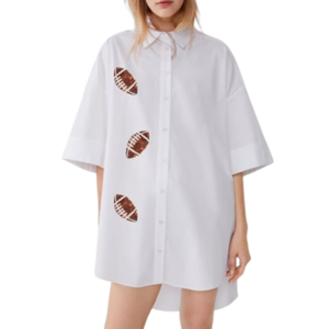 Camisetas de Rugby/Fútbol de Verano 2026 con Diseño Nuevo, Patchwork, Bordado de Lentejuelas, Tela de Algodón Transpirable, Ropa de Fiesta para Mujer - Product Image 1