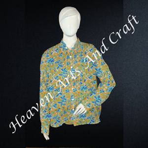 Casual para mujer bloque de mano impreso Floral algodón étnico desgaste indio verano camisa India y Pakistán ropa - Product Image 2