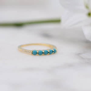 Fine Jewelry <b>Rings</b> Natural <b>Dainty</b> Turquoise Gemstone Women's 925 Sterling Silver Vintage Classic Wedding AAA Quality Party Gift - Product Image 2