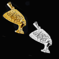 Pendentifs vintage en forme de pyramide égyptienne, croix en acier inoxydable doré, pendentif Reine d'Égypte, bijoux avec breloque carte d'Afrique pour femmes et hommes