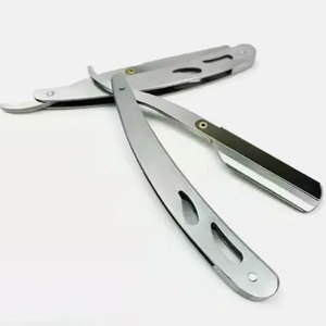 Maquinilla de afeitar recta Manual de peluquero profesional | Cuchillo de afeitar plegable Maquinilla de afeitar de borde recto de acero inoxidable para salón - Product Image 1