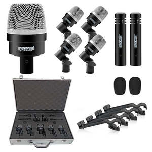 5Core Drum Mic Kit 7 Pcs Kick BassTom Snare Dynamic <b>Microphone</b> Instrument Mics Set Black - Product Image 1