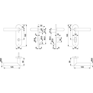 Ensemble de poignées de porte HOPPE Amsterdam E1400Z/353K avec plaque arrière courte en acier inoxydable F69 SK/OL et levier arrondi - Product Image 3