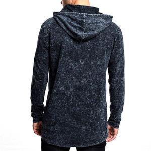 Sudadera con capucha lavada con ácido para hombre de algodón 100%, patrón de estampado de estilo callejero, logotipo personalizable, función anticontracción, sudaderas con capucha para hombre - Product Image 3